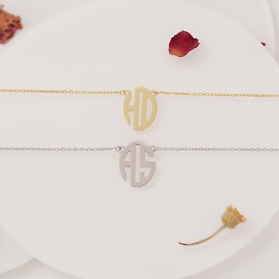 #ad Silver Monogram Necklace Dainty Monogram Necklace Personalized Monogram Jewelr $39.95