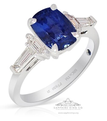 #ad Unheated Blue Sapphire Ring 2.51 tcw Platinum Ceylon Sapphire GIA Certified $4225.00