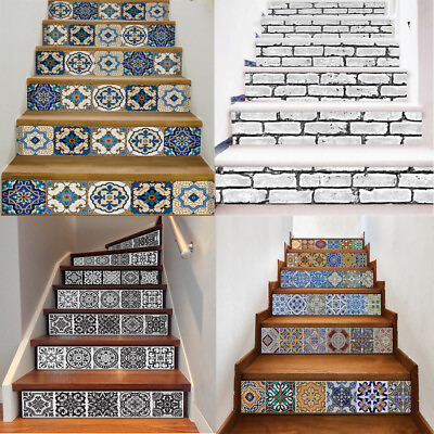 #ad 6Pcs 3D Stair Risers Decals Wall Tile Stickers Mural Wallpaper Vinyl DIY Decor $29.25