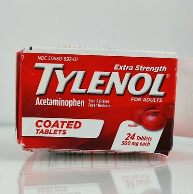 #ad Tylenol Extra Strength Coated Tablets w Acetaminophen Pain Reliever 500mg 24 Ct $9.20