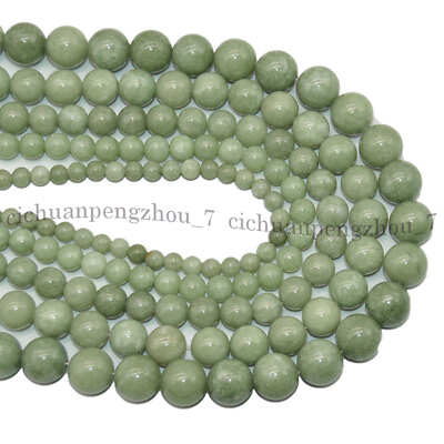 #ad 6 8 10 12 14mm Natural A Green Jade Jadeite Round Gemstone Loose Beads 15#x27;#x27; $3.50