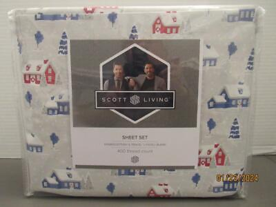 #ad Brand New Scott Living Winter Christmas Village Sheet Set Twin $44.99