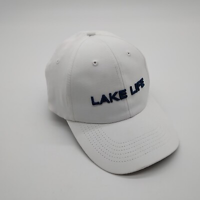 #ad Lake Life White Lightweight Baseball Cap Hat Adjustable Hook and Loop $12.00