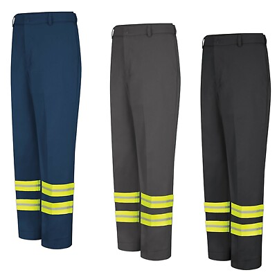 #ad Red Kap Reflective Pants Enhanced Visibility Safety Towing Hi Vis Work Uniform $28.98