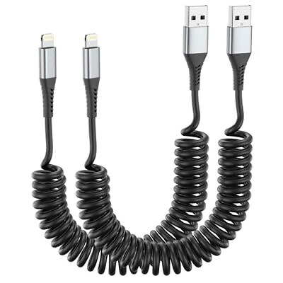 #ad Coiled Lightning Cable for Car MFi Certified Short Retractable iPhone Char... $20.62