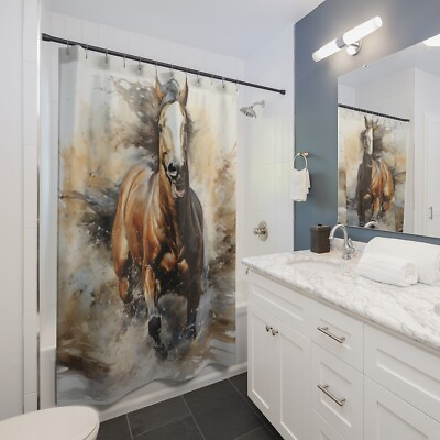 #ad Wild Horse Shower Curtain Horse Bath Decor Horse Galloping Shower Fabric Cowgirl $71.82