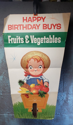 #ad 1955 Campbell#x27;s Kids Sign Grocery Store Advertising Poster FRUITS VEGETABLES $59.95