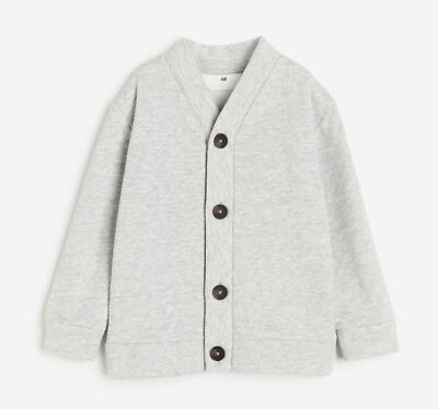 #ad Hamp;M Kids Sweatshirt Cardigan Boys 4 6y 5T Grey Melange Neutral Minimal NEW $9.99