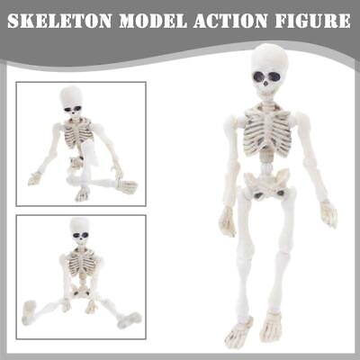 #ad Movable Man Skeleton Human Model Skull Full Body Mini Figure Toy Halloween $3.94