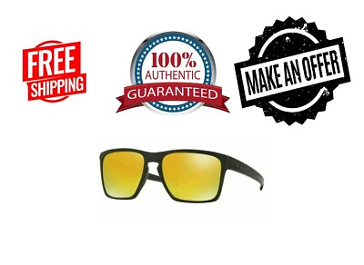 #ad Oakley OO9341 07 Sliver XL Mens Sunglasses Black Gold Iridium 100% AUTHENTIC $63.95