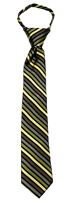 #ad Boy#x27;s 14 Inch Green Stripe Pretied Zipper Necktie $12.95