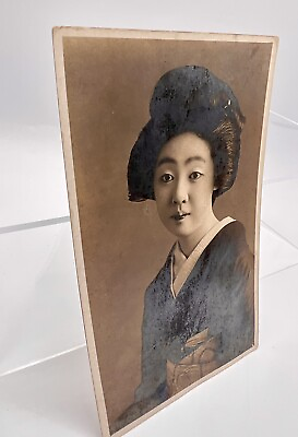 #ad Japanese Vintage RPCC Postcard Photo Geisha Woman Traditional Dress Portrait $15.00