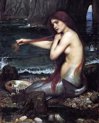 #ad 1900 A Mermaid by John William Waterhouse art painting print $15.29
