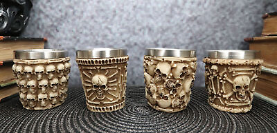 #ad Ebros Ossuary Macabre Morphing Skulls amp; Skeleton Bones 3D Shot Glasses Set of 4 $29.99