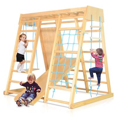 #ad #ad 7 in 1 Wooden Indoor Kids Playground Jungle Gym W Slide Toddlers Wooden Climber $339.59
