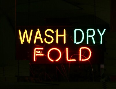 #ad New Wash Dry Fold 14quot;x6quot; Neon Sign Lamp Light With Dimmer VSX $94.99