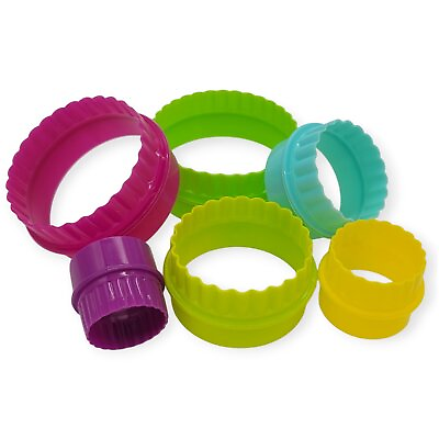 #ad 6pc Colorful Dual Sided Biscuit Cookie Dough Cutter Set Round amp; Scallop Flower $6.99
