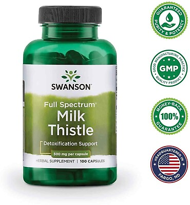 #ad Swanson Milk Thistle Seed Capsules 500 mg 100 Count $6.99