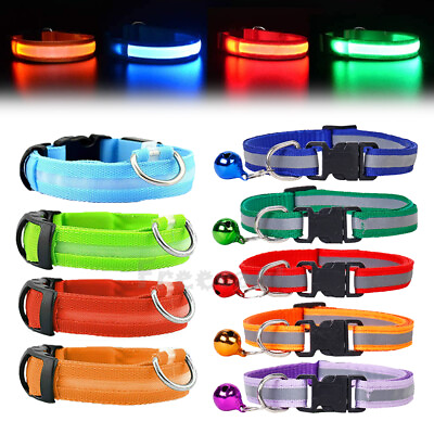 #ad Dog LED Collar Blinking Night Flashing Light Up Glow Adjustable Pets Safety USA $4.72