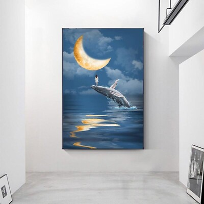 #ad Abstract Girl Painting Moon Landscape Posters and Prints Wall Art Pictures $4.99