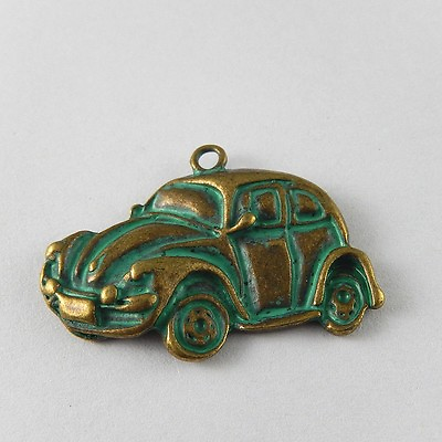 #ad 10 pcs Antiqued Zinc Alloy Green Car Charms Pendant Jewellery Findings 39x27mm $4.27