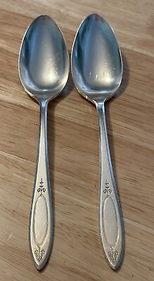 #ad 2 1917 Oneida Community Silver Plate 8.25quot; Solid Serving Spoon Adam Pattern $21.22
