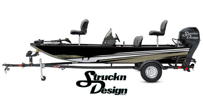 #ad Beige White Angled Shapes Sharp Lines Fish Bass Boat Black Decal Wrap USA Vinyl $282.45