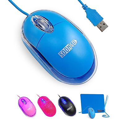#ad Kids Mouse for Laptop USB Ergonomic Mouse Wired Optical Mice for PC Mouse Blu... $17.35