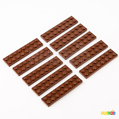#ad Lot of 10 LEGO Reddish Brown 2x8 3034 Plate Bricks Blocks Flat Base Parts NEW $2.69