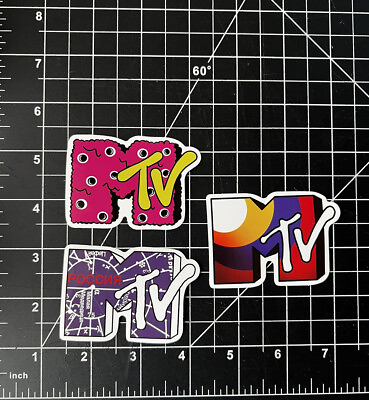 #ad MTV Vinyl Sticker Decal Set Of 3 Music Television 80#x27;s Videos Reality TV $5.99