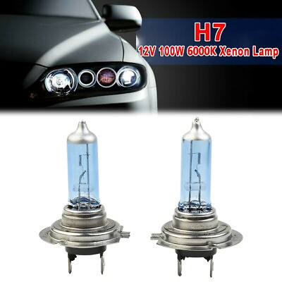 #ad 2 Pcs White 12V H7 100W 8500K Xenon Lamp Super Bright Halogen Car Headlight Bulb $9.09