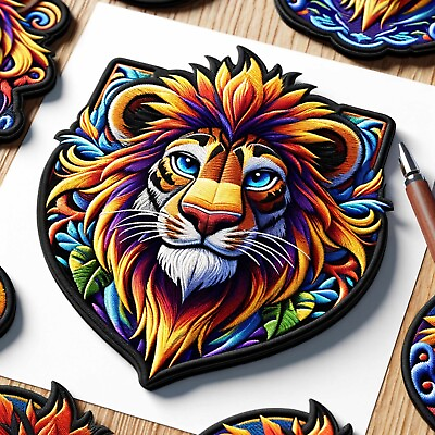 #ad Lion Patch Iron on Applique Animal Badge Wild Animals Africa African Wildlife $4.00