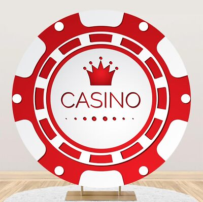 #ad Red Casino Theme Round Backdrop Red Chip Crown Casino Theme Party Round Backd... $40.61