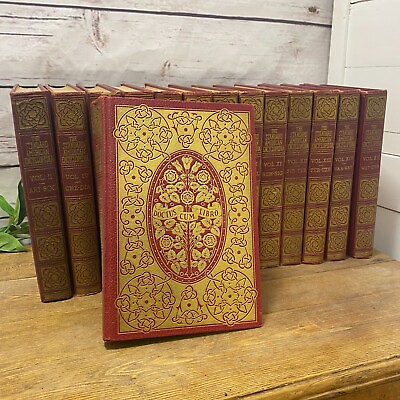 #ad The Standard American Encyclopedia Hardcover Books 14 Volume Set Red Gold 1930s $72.00