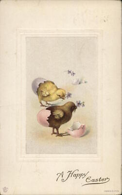 #ad Easter Chicks Two Chicks HatchingWith Flowers James E. Pitts Postcard 2c stamp $9.99