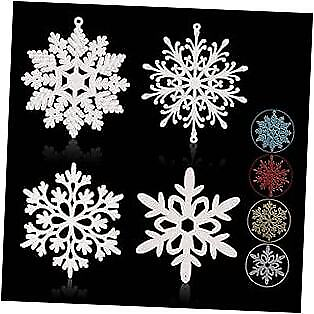 #ad Glitter Snowflake Ornaments 40pcs Christmas Snowflakes Hanging White $21.21