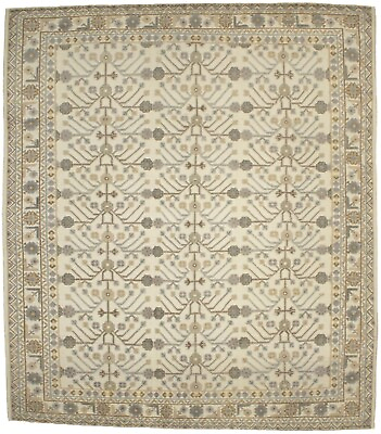 #ad Muted Cream Geometric Design 8X9 High Low Relief Modern Oriental Rug Carpet $696.07