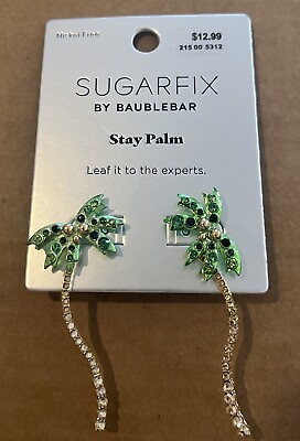 #ad Sugar Fix by Bauble Bar Palm Tree Earrings NWT Vacation Jewelry Summer $9.99