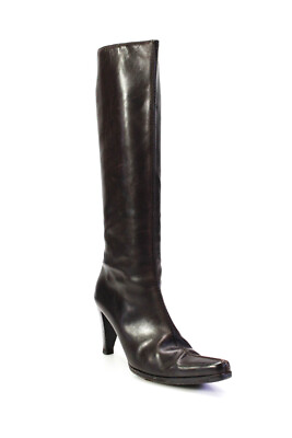 #ad Fendi Womens Brown Leather High Heels Knee High Boots Shoes Size 8 $182.99