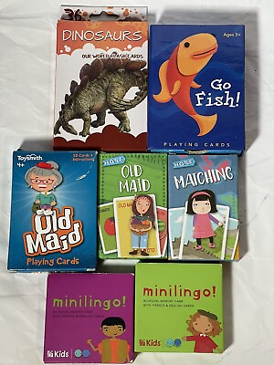 #ad Card Games Kids Fish And Old Maid Plus Memory Flash Dinosaur Lot Of 7 $9.02