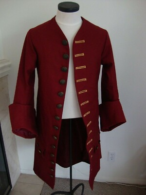 #ad New Ladies Maroon Costume Frock Coat Jacket Sparrow Long Coat With Fast Shipping $280.11