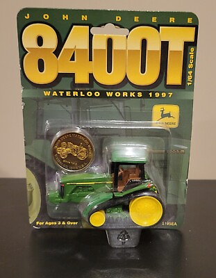 #ad 1 64 John Deere 8400T Waterloo Works Tractor 1997 Limited Edition With Coin $15.00
