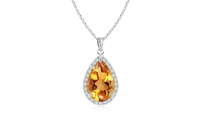#ad Women#x27;s 925 Sterling Silver 4.00 CTTW Citrine Pear Cut Pendant Necklace 18quot; $13.99