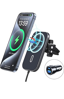 #ad Magnetic Wireless Car Charger for iPhone 13 12 360° Adjustable Auto Holder $12.99