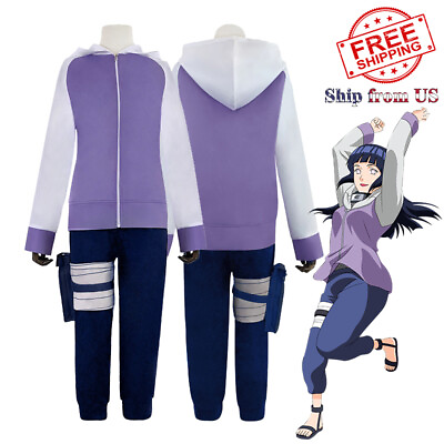 #ad Anime Naruto Shippuden Hinata Hyuga Costume Complete Outfit Cosplay Party Set $34.99