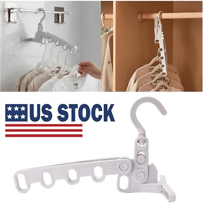 #ad New Foldable Travel Clothes Hanger with 5 Hanging Slots Durable Drying Rack USA $8.54