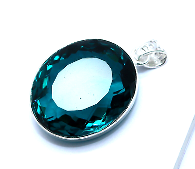 #ad Certified 124 Ct Natural Bluish Green Topaz 925 Solid Silver Pendant Gemstone $35.41