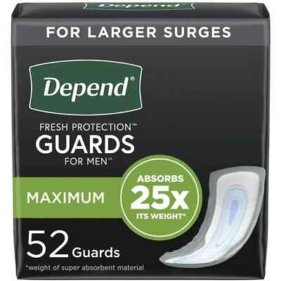 #ad Depend Incontinence Guards for Men Maximum 52Ct Free Shipping $13.99