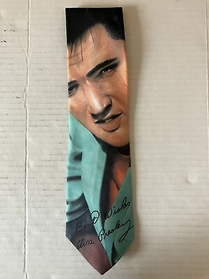 #ad Ralph Marlin Men#x27;s Necktie Tie Silk Best Wishes Elvis Presley Satin Made in USA $12.95