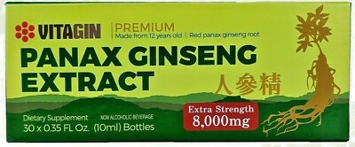 #ad Red PANAX Ginseng Extract 12 years old Roots 8000 Mg Premium 1 Box of 30 Bottles $24.99